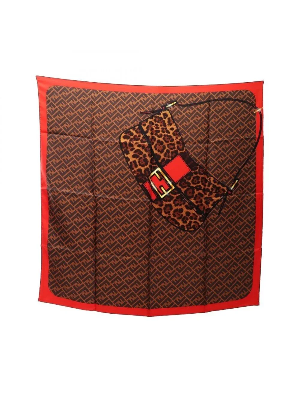 Fendi Scarf Zucca Leopard Bag Motif Wool